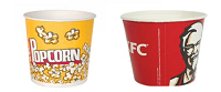 popcorn cups and KFC bucket